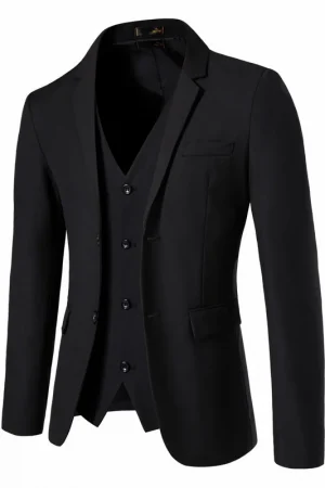 Men's Single Blazer Business Casual Suit Jackets Tops Solid Color Casual Slim Fit Blazer Only Blazer No Vest