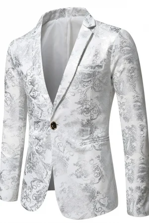 Blazer Mens Jacket Fashion Business Handsome British Style Casual Slim-fit Print Wedding Work Hot Chick At The Bar Blazers