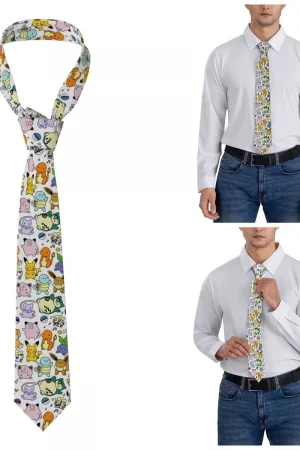 Pokemoned Pikachu Necktie Unisex 8 cm Neck Ties for Mens Casual Narrow Suits Accessories Party Gravatas Wedding Cosplay Props
