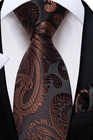 Luxury Mens Tie Jacquard Floral Necktie Pocket Square Cufflinks Set Coffee Green Golden Blue for Male Men Wedding Busniess Party